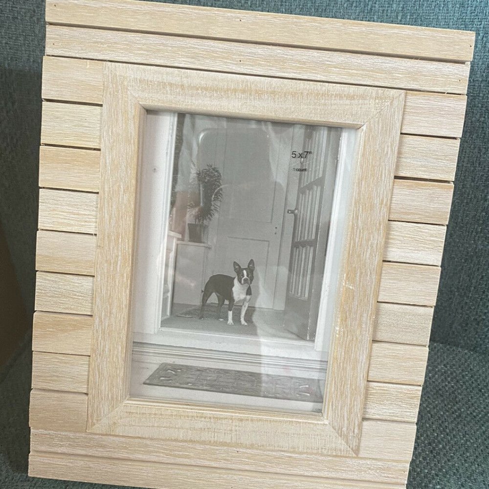 Rustic White Wash Picture Frame 5x7 Wood Farmhouse Decor Threshold NWT
